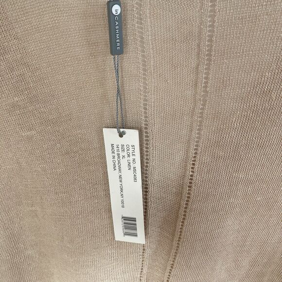 In Cashmere Women's V Neck 100% Linen Pullover Sweater Warm Ivory Color XL NWT - Picture 4 of 7